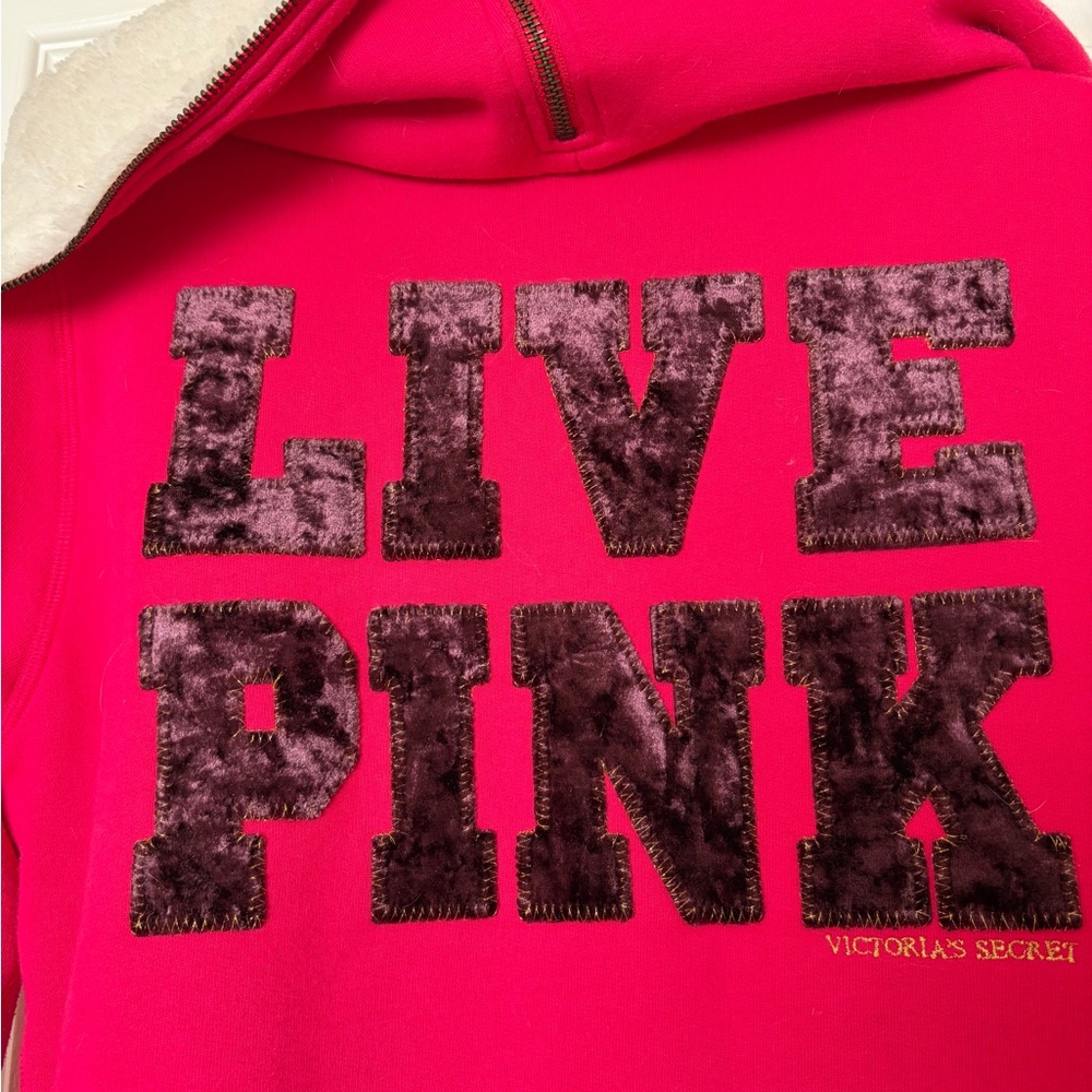 Victorias Secret Pink Vintage‎ Fuscia Fleece-Lined Hoodie